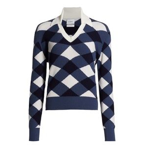 New BARRIE Scotland Plaid 100% Cashmere V-Neck Sweater